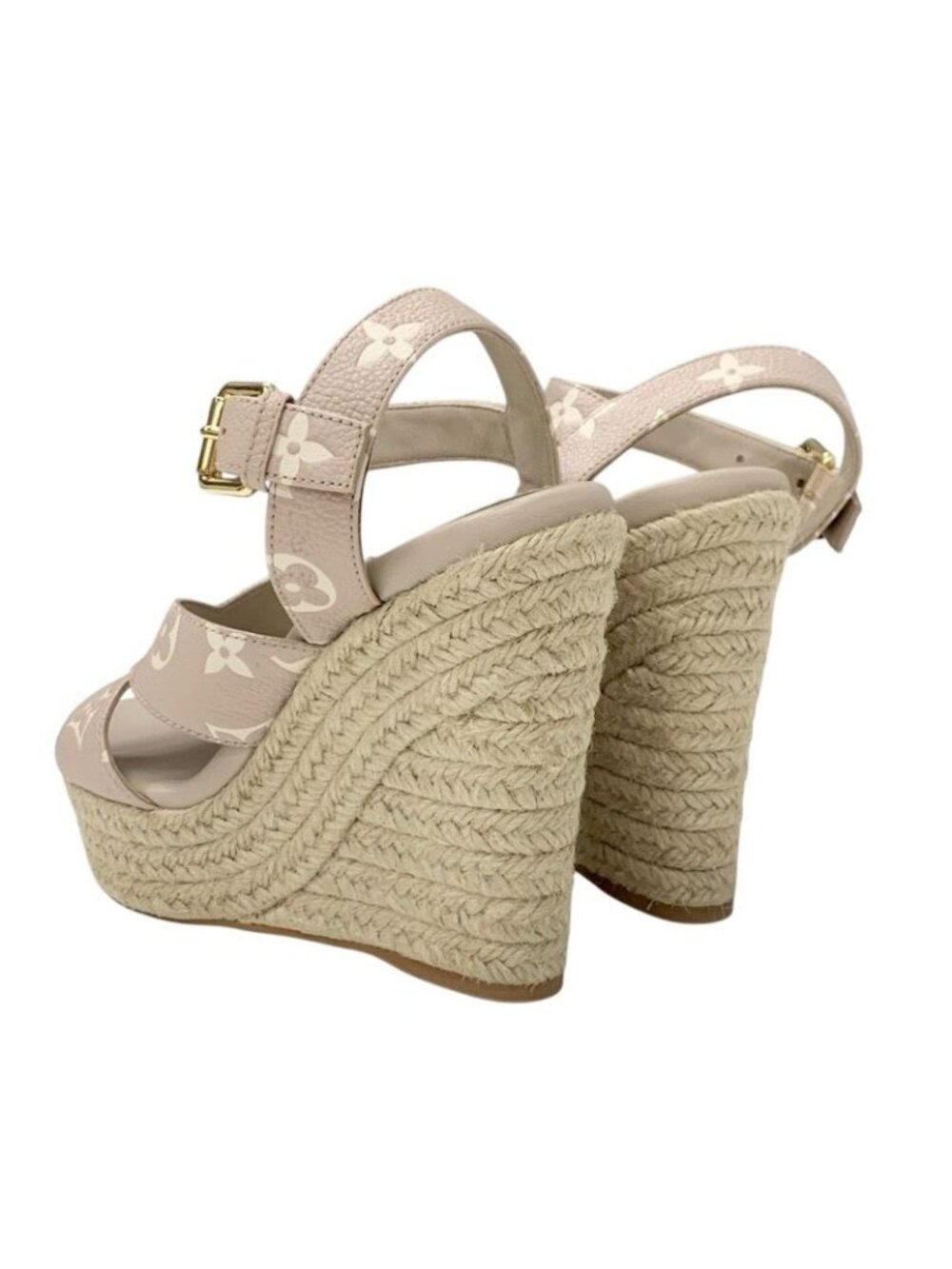 Louis Vuitton Starboard Line Monogram Sandals Shoes Leather Pink Beige - Picture 4 of 9